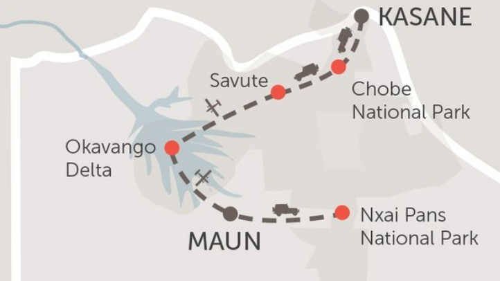 Map of Botswana Highlights Safari